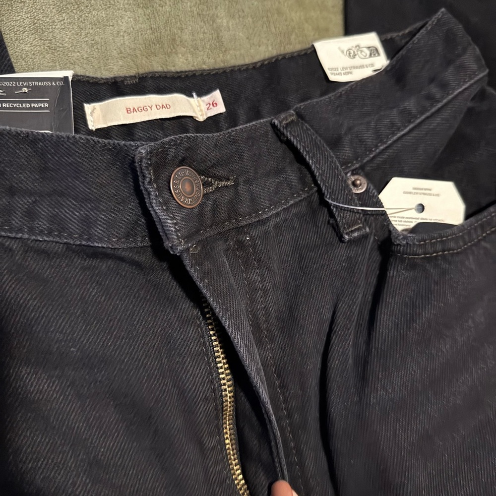 Levi’s Baggy Dad Jean Rake it Up Dark Wash Black Size 26 - Picture 8 of 10